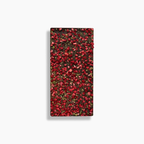 Czekolada gorzka 70,4% z malinami i zielonym pieprzem